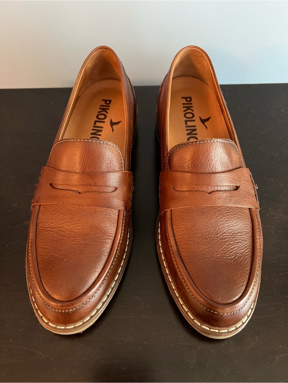 PIKOLINOS Women’s Tan Leather Penny Loafers
